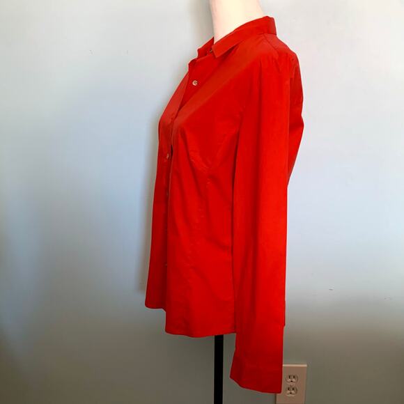 Ann Taylor Stretch Red Button Down Shirt Size 14 - Picture 3 of 8